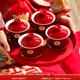 結(jié)婚用品大全敬茶杯結(jié)婚套裝婚禮改口一對喜字紅色喜茶杯子囍茶具 永結(jié)同心-含敬茶杯2對+托盤1個
