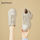 DAPHNE達芙妮加絨高幫鞋女厚底老爹鞋女棉鞋舒適軟底百搭運動(dòng)休閑鞋 杏色 36