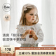 OAK FAMILY兒童長袖套裝女孩春季小童圓領(lǐng)荷葉邊純棉t恤+背帶短褲 荷葉領(lǐng)上衣 80 cm