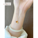 JCDEGUW碧璽吊墜黃色小方糖平安牌項鏈女小眾輕奢精致顯白金色鎖骨鏈禮物 方糖平安牌項鏈