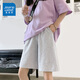 真維斯（JEANSWEST）短褲女士純棉夏季2025新款五分褲女裝運動(dòng)休閑熱褲透氣顯瘦褲子女 麻灰 純色 3XL