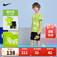 NIKE 耐克男童短袖T恤+短褲2件套裝夏季時(shí)尚滿(mǎn)印舒適運動(dòng)兒童短袖套裝 嫩芽綠 130 /64 【建議身高116-122cm】