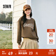 森馬長(cháng)袖T恤女字母撞色圓領(lǐng)復古時(shí)尚春季寬松插肩袖套頭衫個(gè)性潮 咖色調00355 M