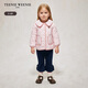 Teenie Weenie Kids小熊童裝24秋款女寶寶花邊大翻領(lǐng)印繡花棉服 粉色 110cm
