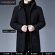 JASONWOOD高檔品牌男裝中長(cháng)款羽絨服男冬季連帽白鴨絨純色加厚保暖中年外套 高端黑色 【禮盒裝順豐速達】 XL 180 【135-150斤】