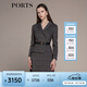 PORTS寶姿秋冬新品女裝縫制針織長袖中長連衣裙LM9N012NFE010 黑色格子 XS (2)