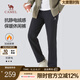 駱駝（CAMEL）男裝 休閑褲男冬季搖粒絨加厚保暖修身直筒褲子 幻影黑 L