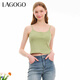 LAGOGO簡(jiǎn)約氣質(zhì)打底背心吊帶女拉谷谷夏季新款修身無(wú)袖純色上衣 淺綠色(L8) M