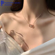 DL 1998胖東來品質(zhì)18k金小蠻腰項(xiàng)鏈AU750玫瑰金雙環(huán)女18K彩金鑲鉆輕奢吊 雙環(huán)項(xiàng)鏈玫瑰金色