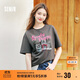 森馬（Semir）短袖t恤女中長(cháng)款萌寵花上衣25夏透氣吸濕寬松套頭衫109325100005