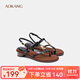 奧康女鞋2025夏季新款時(shí)尚細帶夾趾休閑度假風(fēng)涼拖鞋粗跟羅馬鞋涼鞋女 黑色 1254811055B 39 245mm