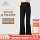 英氏（YEEHOO）女童喇叭褲兒童褲子中大童裝運(yùn)動(dòng)休閑彈力長褲百搭秋 黑色 150