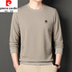 皮爾卡丹（pierre cardin）男士純棉舒適抗皺長(cháng)袖圓領(lǐng)T恤衛衣春秋季新款寬松百搭打底衫 米色 XL 【建議135斤-150斤】