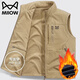 貓人馬甲男士秋冬休閑寬松加絨加厚戶(hù)外無(wú)坎肩百搭外套 卡其色 XL
