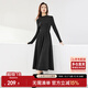 尚都比拉秋冬復古氣質(zhì)女神范打底針織連衣裙中長(cháng)款顯瘦a字裙 黑色 L 