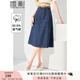 香影牛仔a字半身裙女2025秋季新款遮胯梨形中長(cháng)復古法式高腰裙子 牛仔藍 L