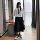 喜詩(shī)萊 CESLAY2025新款半身裙套裝女夏季韓版學(xué)院風(fēng)學(xué)生裝高腰群顯身材短款襯衫 白色襯衫+黑裙子 S 建議80-95斤
