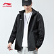 李寧（LI-NING）外套男春秋季款風(fēng)衣女夾克戶外防潑水沖鋒運(yùn)動服保暖防風(fēng)透氣上衣 經(jīng)典黑 L