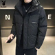 花花公子2025冬季新款男士羽絨服加厚韓版潮流百搭休閑連帽保暖外套男 黑色 加厚 L 建議100-120斤