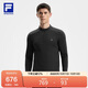 FILA 斐樂官方男子針織長(zhǎng)袖上衣2025冬季健身運(yùn)動(dòng)加絨基礎(chǔ)長(zhǎng)T