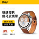 W&P適用華為手表表帶瘋馬皮watch5/gt5pro/gt4/3pro原裝同款按拆扣真皮運動表帶通用46/48mm腕帶·棕
