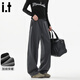 fingercroxx it休閑褲男痞帥美式潮流彎刀褲秋冬季加絨重磅長(cháng)褲男 深灰 XL