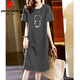 皮爾卡丹（pierre cardin）2025純棉長(zhǎng)袖長(zhǎng)裙寬松休閑過(guò)膝t恤裙簡(jiǎn)約中長(zhǎng)款連衣裙女顯瘦春秋 灰色(白-透明小熊) M 85-105斤