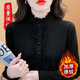 詩(shī)婭達打底衫女秋冬季氣質(zhì)木耳邊加厚德絨媽媽裝修身內搭保暖長(cháng)袖上衣女 黑色（雙面德絨） 2XL建議120-130斤