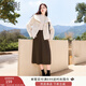香影a字針織半身裙女2025秋冬季新款氣質(zhì)垂墜感復古過(guò)膝高腰裙子 咖啡 L