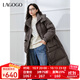 LAGOGO【防鉆絨】灰色長(zhǎng)款羽絨服女拉谷谷2024年冬款巴恩風(fēng)外套 灰色 M