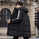 雪中飛（SNOWFLYING）男士中長(cháng)款休閑羽絨服冬季新款時(shí)尚青少年加厚條紋休閑上衣外套潮 黑色 XL 適合135-155斤