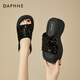 達芙妮（DAPHNE）拖鞋女夏季外穿厚底一字拖新款仙女風休閑沙灘涼拖夏天 黑色 7CM 36 (230mm) 標準碼