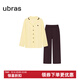 ubras全棉系列純色開(kāi)襟家居服睡衣女長(cháng)袖長(cháng)褲套裝情侶款軟棉棉 【長(cháng)袖長(cháng)褲】女款-蛋黃流沙色 M