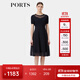 PORTS寶姿春季新品女裝簡(jiǎn)約通勤領(lǐng)邊透紗短袖連衣裙ALP8K204RZE011 丈青 M