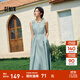 森馬連衣裙女純色無(wú)袖長(cháng)裙休閑溫柔時(shí)尚2025夏新款收腰背心裙優(yōu)雅 藍綠41501 M