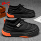 回力男鞋2025冬季新款男士加絨保暖一腳蹬棉鞋厚底復古百搭雪地靴子 黑/桔 42