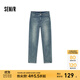 森馬（Semir）[商場(chǎng)同款]牛仔褲女加絨做舊長(cháng)褲復古2024新款冬季顯瘦直筒褲 牛仔淺黃泥染80331 27