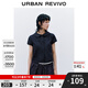 UR2025夏季新款女裝復古學院風娃娃領(lǐng)短袖牛仔襯衫UYU850108 藍色 S