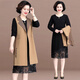 俞兆林（YUZHAOLIN）媽媽裝春秋連衣裙兩件套中老年女裝貴夫人氣質(zhì)風(fēng)衣洋氣馬甲外套女 卡其色 2XL 【建議110-120斤左右】
