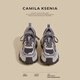 CAMILA KSENIA老爹鞋女士2025年新款冬季休閑運動(dòng)鞋百搭厚底增高網(wǎng)面透氣阿甘鞋 灰色 36