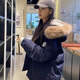 多菲尼森 小個(gè)子毛領(lǐng)加厚羽絨棉服女士2024年冬韓版休閑寬松學(xué)生保暖外套 派克棉服藏青色 M 【110-130斤】
