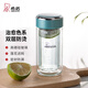 希諾（HEENOOR）雙層玻璃杯女士濾網(wǎng)帶蓋珠光花茶杯耐熱防燙便攜泡茶水杯子禮盒裝 灰綠 240ml