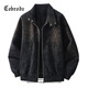 Cebrodz法國 潮牌美式皮夾克男春夏休閑高街新款港風(fēng)大碼美式潮牌外套 黑色 XL