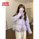UKMR短款設(shè)計感小眾紫色棉服女小個子冬面包外套加厚棉服棉衣百搭時尚 紫色 L 【125-145】