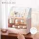 EACHY化妝品收納盒桌面抽屜式梳妝臺(tái)置物架護(hù)膚品口紅透明收納盒粉色