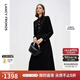 朗姿2025年秋季新款黑色長(cháng)裙高級感氣質(zhì)法式設計感收腰襯衫連衣裙 黑色2 L