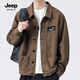 JEEP SPIRIT吉普夾克男純棉牛仔外套男大碼寬松男士工裝春秋季中年休閑男上衣 2201咖啡【常規(guī)款】 XL (140-155斤)