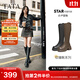 他她（TATA）盧昱曉彈力小V靴軟糖靴厚底長(cháng)筒靴子高跟騎士靴CGG01DG5 黑色（高糖7CM-單里）-CGG01 38