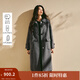 茵曼2025秋冬女裝新款羊駝毛桑蠶絲牛角扣雙面呢大衣長(cháng)款毛呢外套 深灰色 M