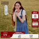 Teenie Weenie小熊女裝復(fù)古連衣裙夏季新款丹寧牛仔背帶裙子短裙潮 淺藍(lán)色 L